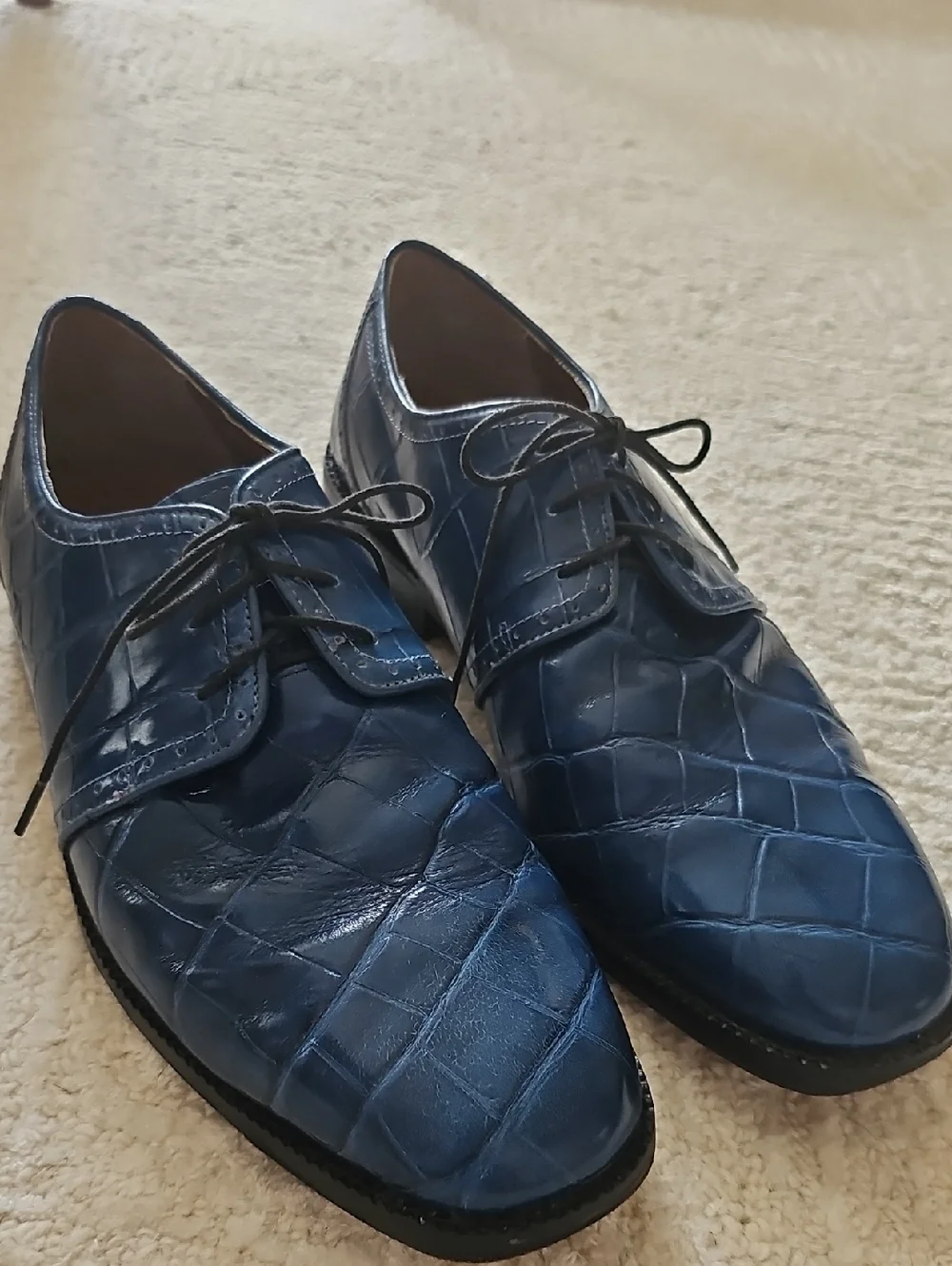 Stacy Adams Men's Blue Leather Dress Oxfords